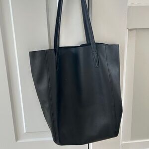 J Crew Black Leather Tote Bag